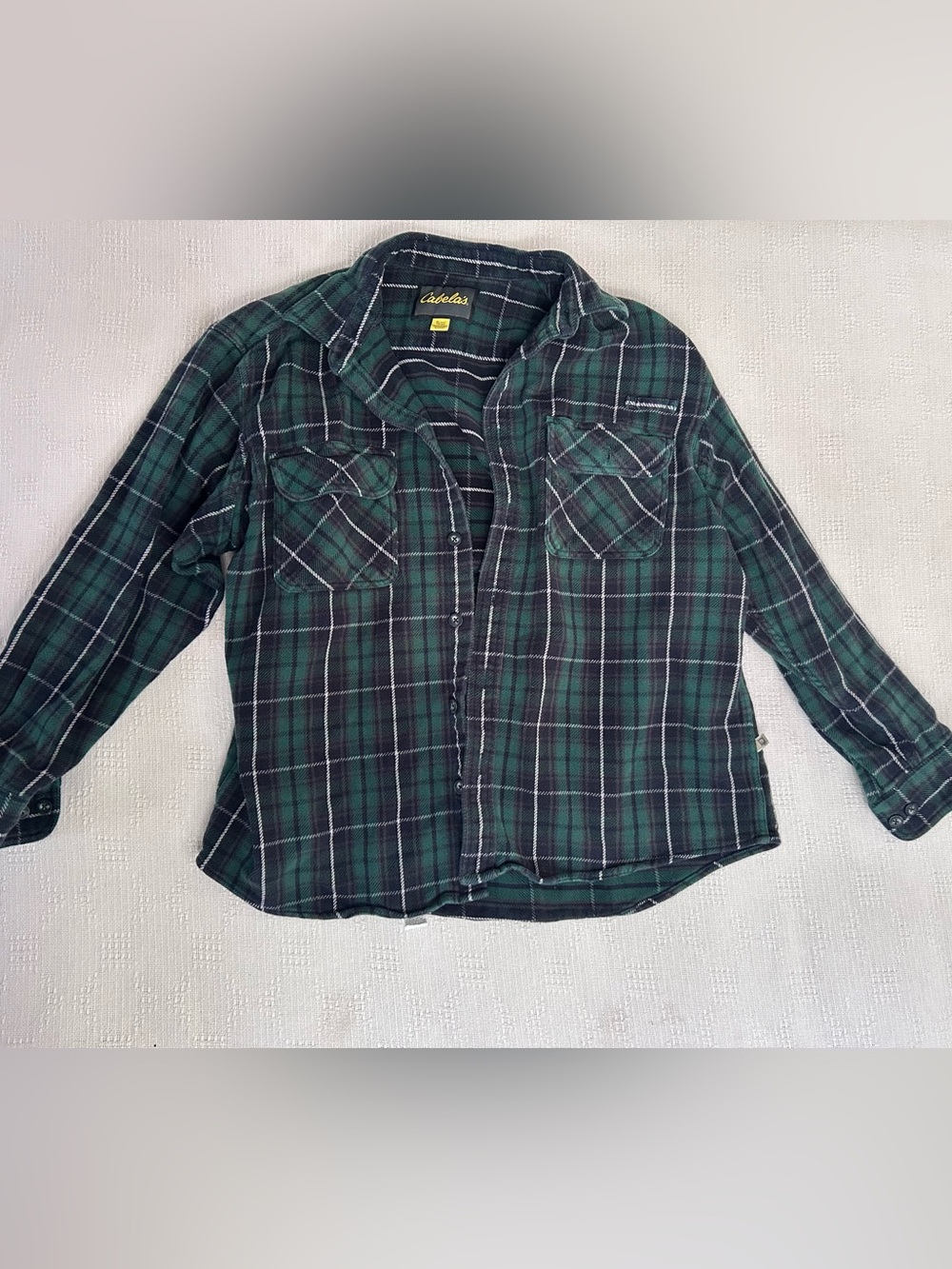 Cabela's Dark Green and Black Plaid Button-Front Shirt